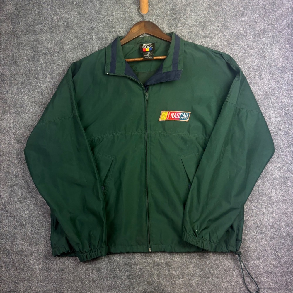 Hartwell NASCAR Windbreaker Jacket Mens Large Green Full Zip Racing Fan Gear